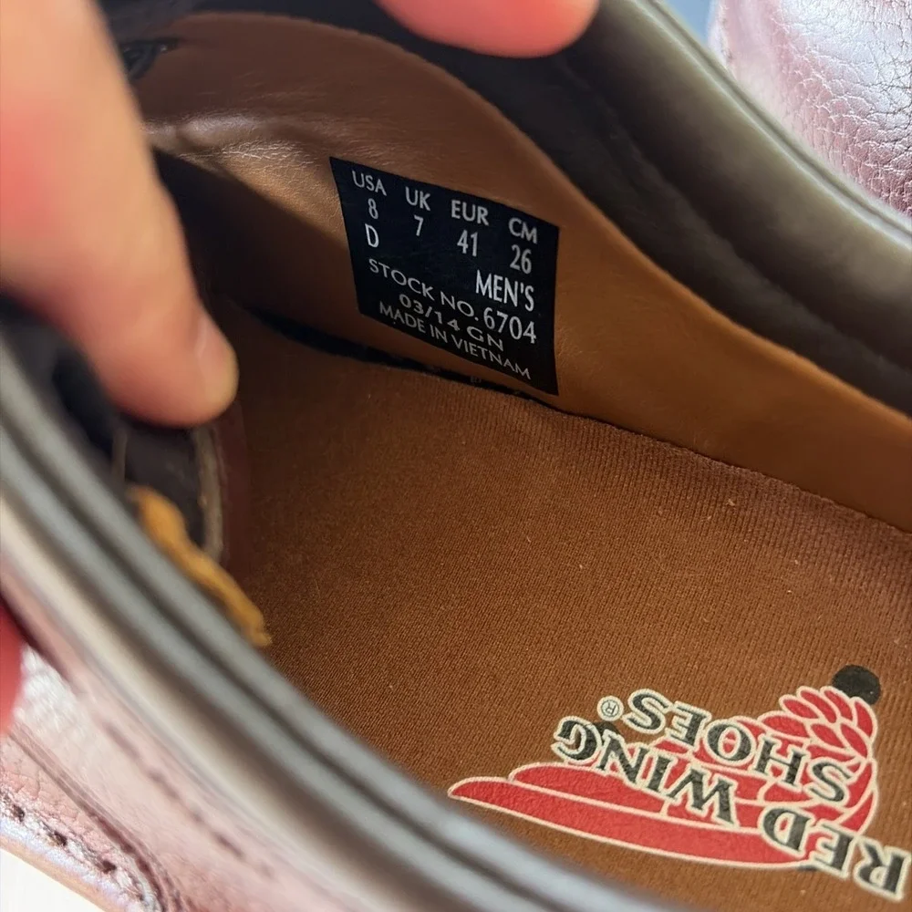 Red Wing 6704 Oxford Shoes Mens 8D Brown Leather Steel Toe Oil Slip Resistant E4
